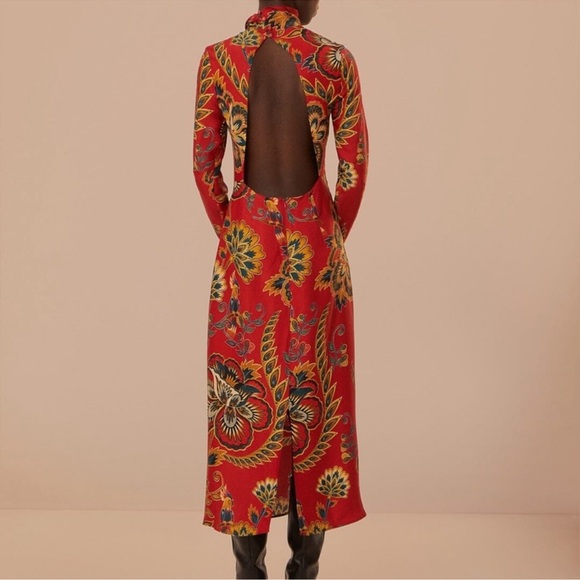 NWT Farm Rio Maxi Dress boho tropical Parrot Print Long Sleeves - Picture 5 of 15